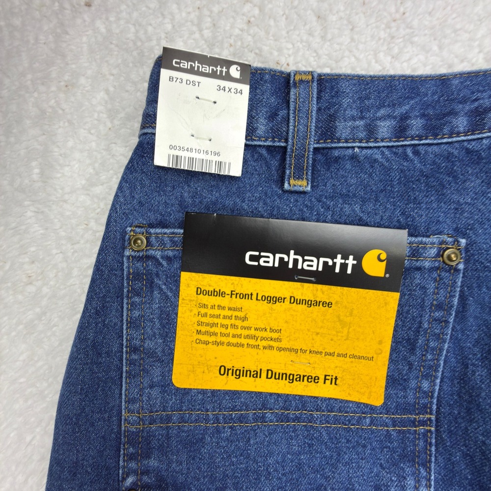 Carhartt Double Front Washed Logger‎ Dungaree Jeans B73 DST Darkstone 34x34 NWT